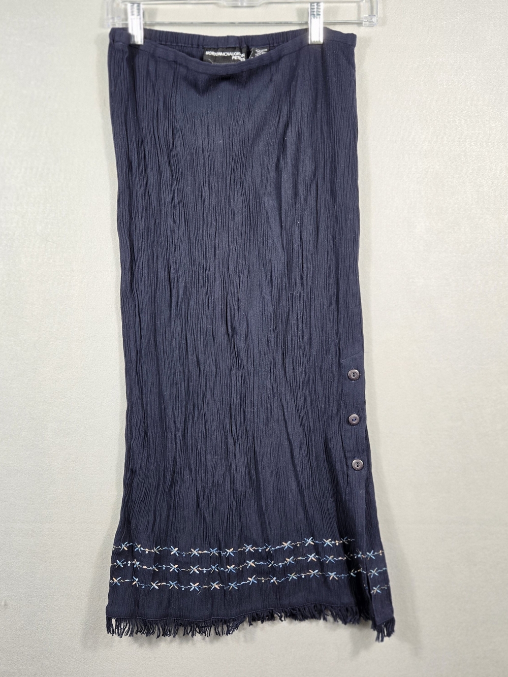 Navy Blue Embroidered Midi Skirt – Effortless Boho Vibe